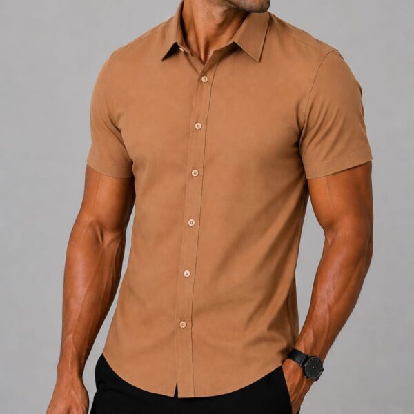 Camisa Manga Curta Marrom