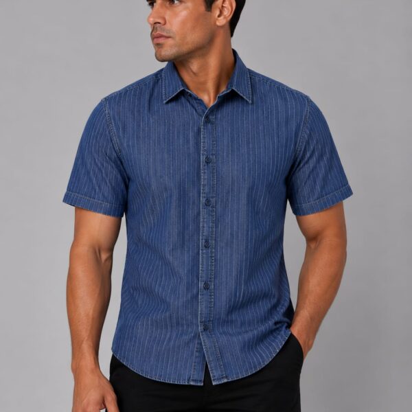 Camisa Manga Curta Jeans
