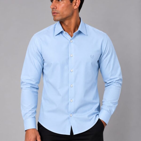 Camisa Polviscose C/ Elastano Azul