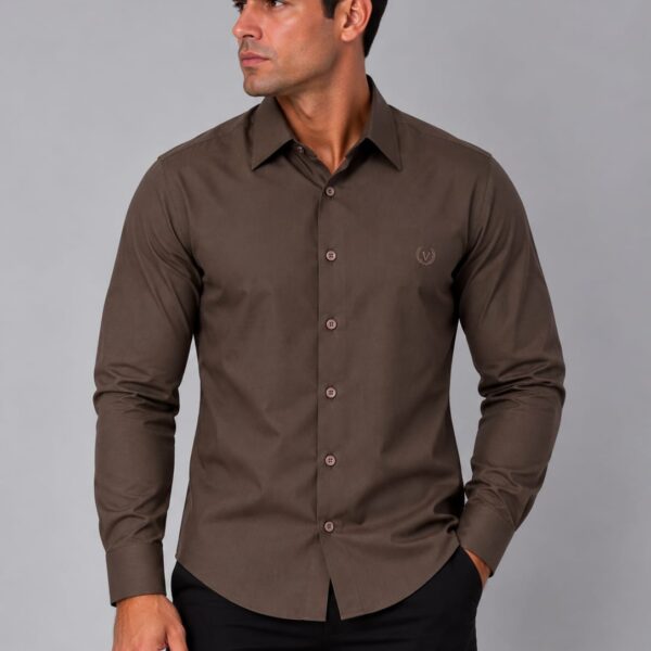 Camisa Polviscose C/ Elastano Marrom