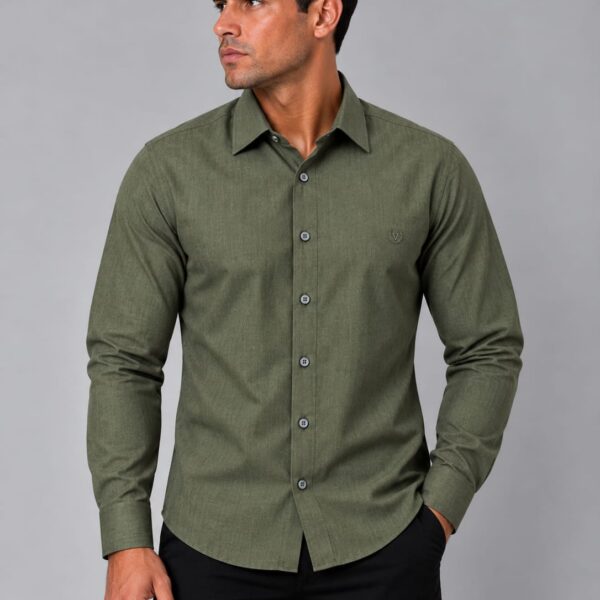 Camisa Polviscose C/ Elastano Musgo