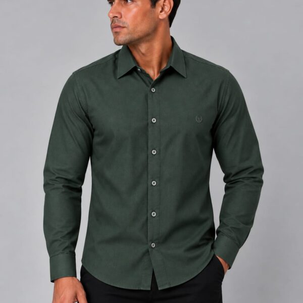 Camisa Polviscose C/ Elastano Petróleo