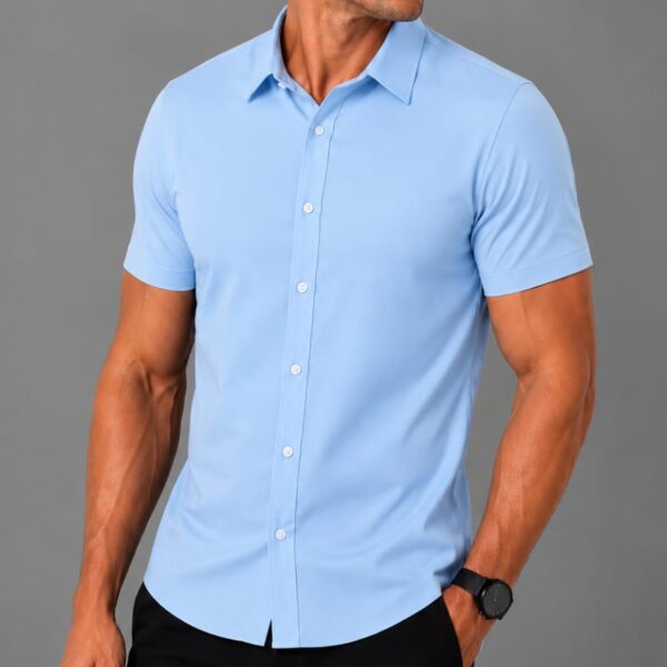 Camisa Manga Curta Azul Claro